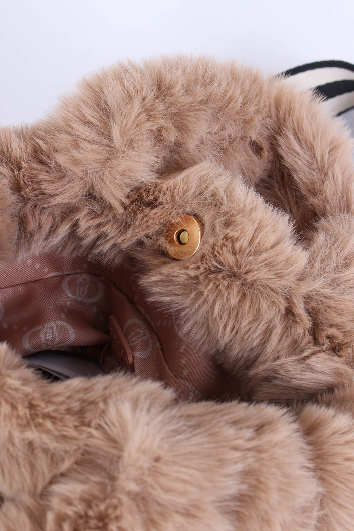 Shopping Mini Ecopelliccia Champagne-7