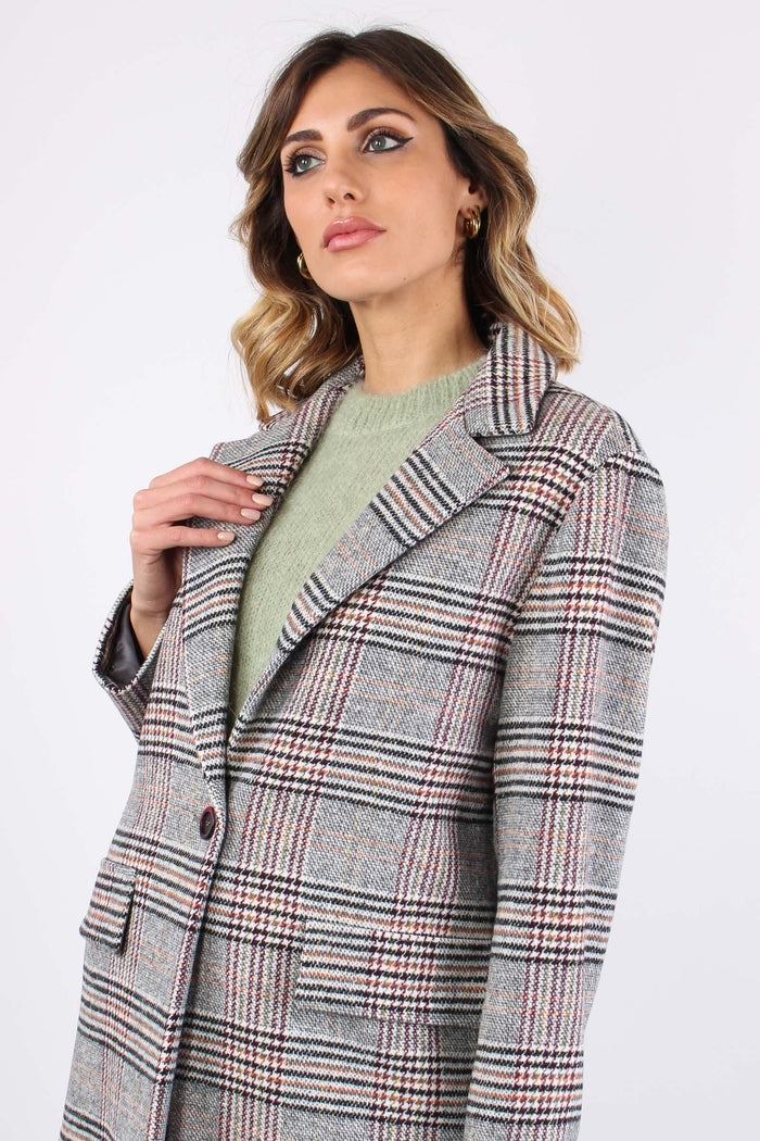 Cappotto Ovetto Check Grigio/coccio-5