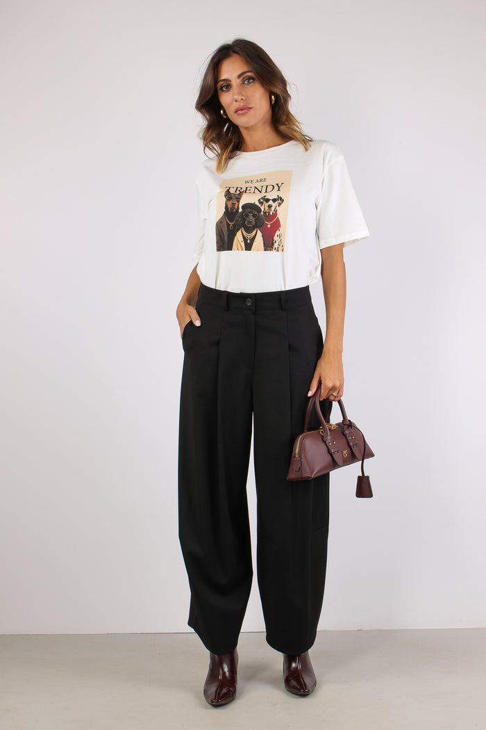 Pantalone Balloon Fresco Lana Nero-5