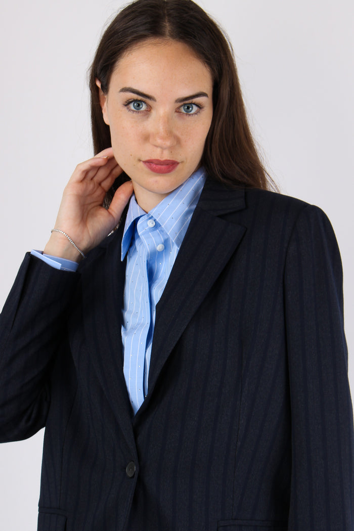 Giacca Gessata Blu/fango-8