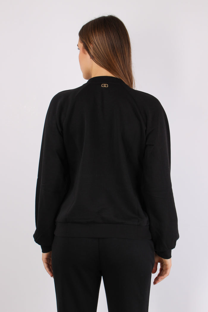 Felpa Zip Castone Nero-4