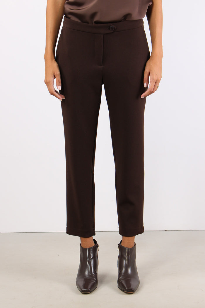 Pantalone Slim Scuba Crepe Moro-2