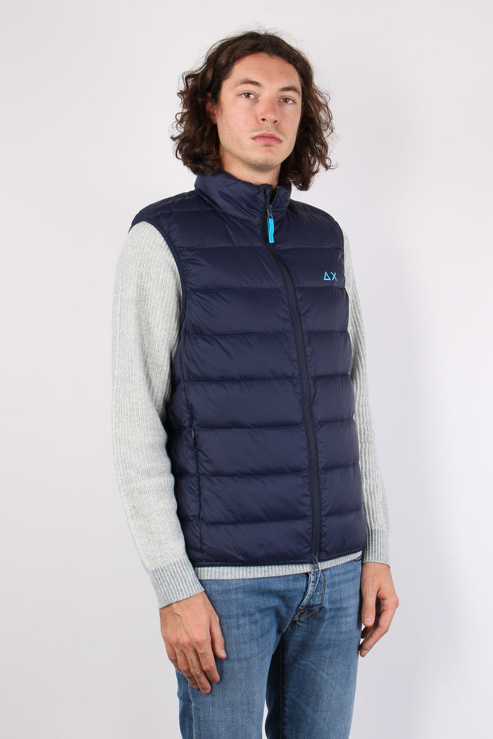 Piumino Smanicato Logo Navy Blue-4