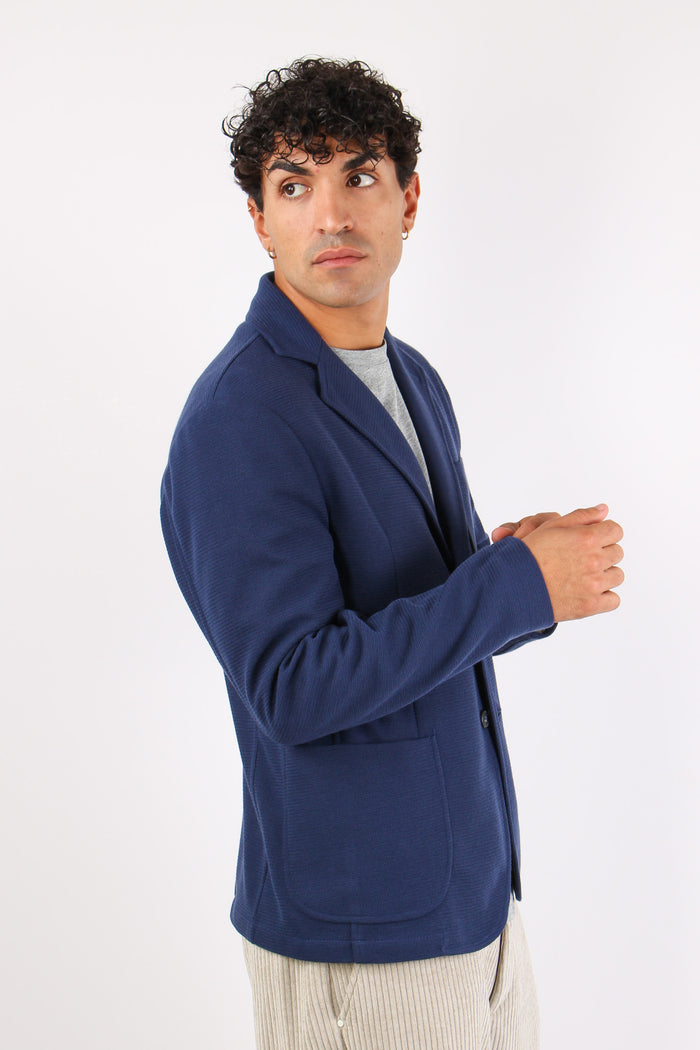 Giacca Basica Tasche Blu-3