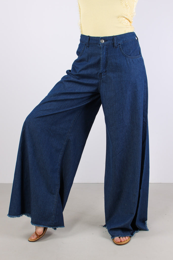 Pantalone Palazzo Chambray Denim-7