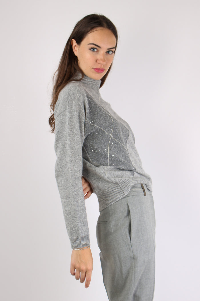 Maglia Collo Alto Rombi Grigio-6