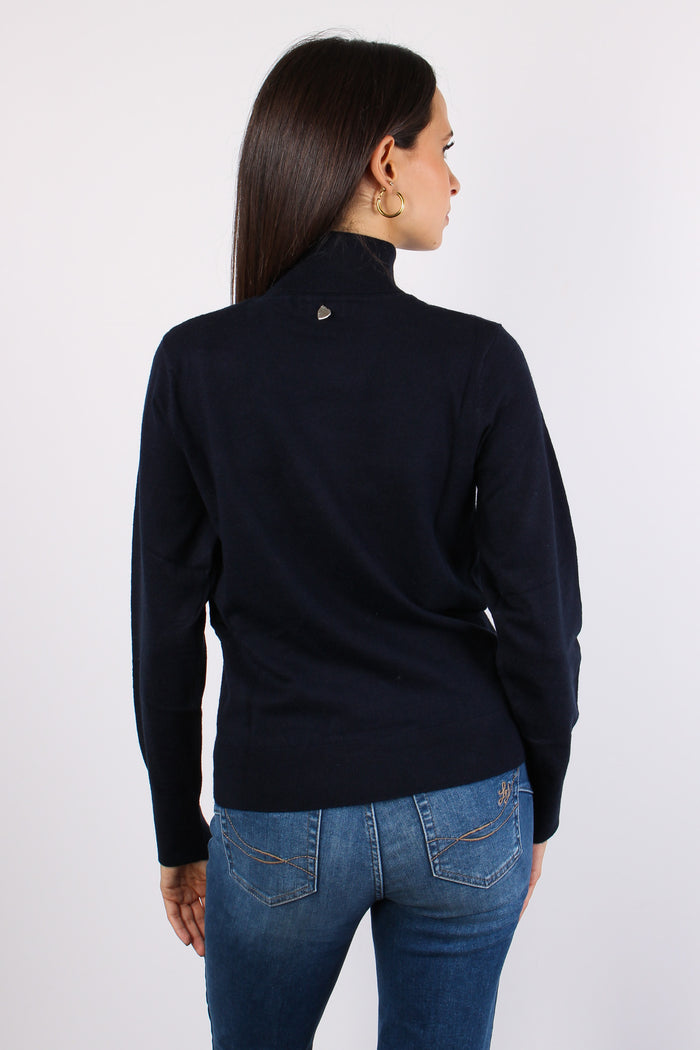 Maglia Collo Alto Viscosa Blue-3