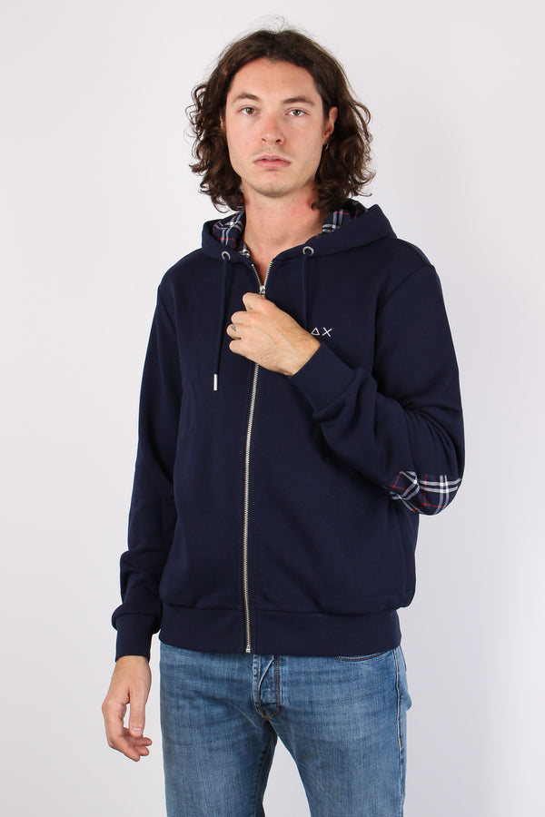 Felpa Zip Toppe Contrasto Navy Blue