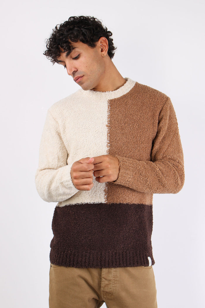 Maglia Boucle Colorblock Ecru-3