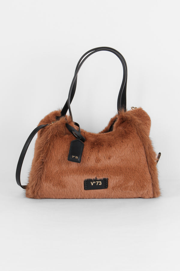 Smeraldo Maxi Shopping Ecopelliccia Cannella/nero
