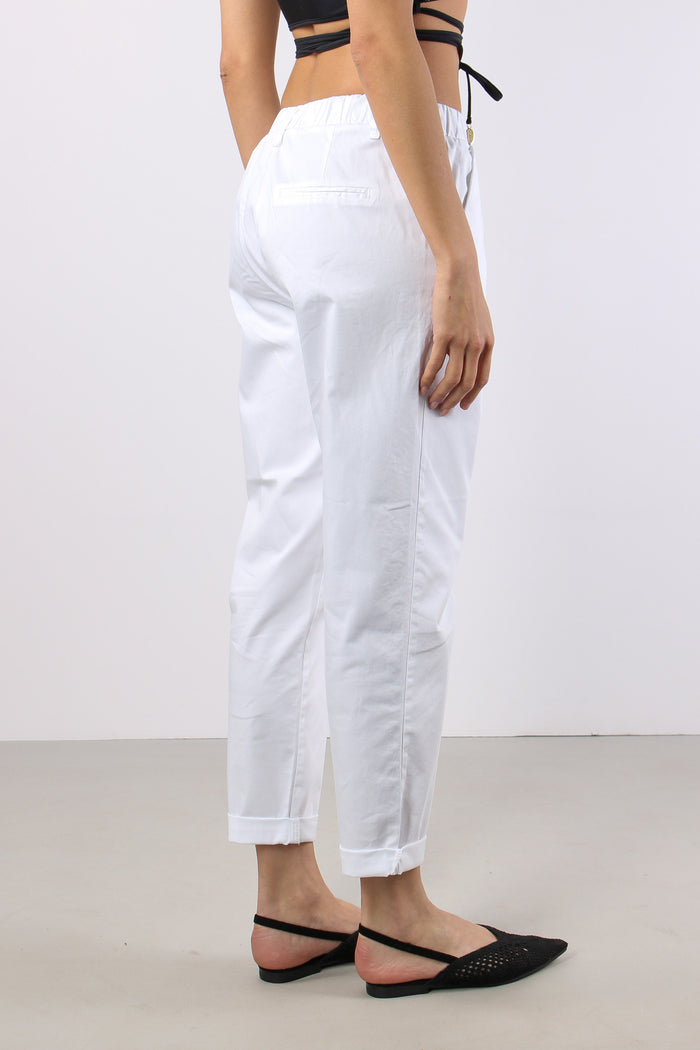 Chino Elastico Rasatello Bianco-6