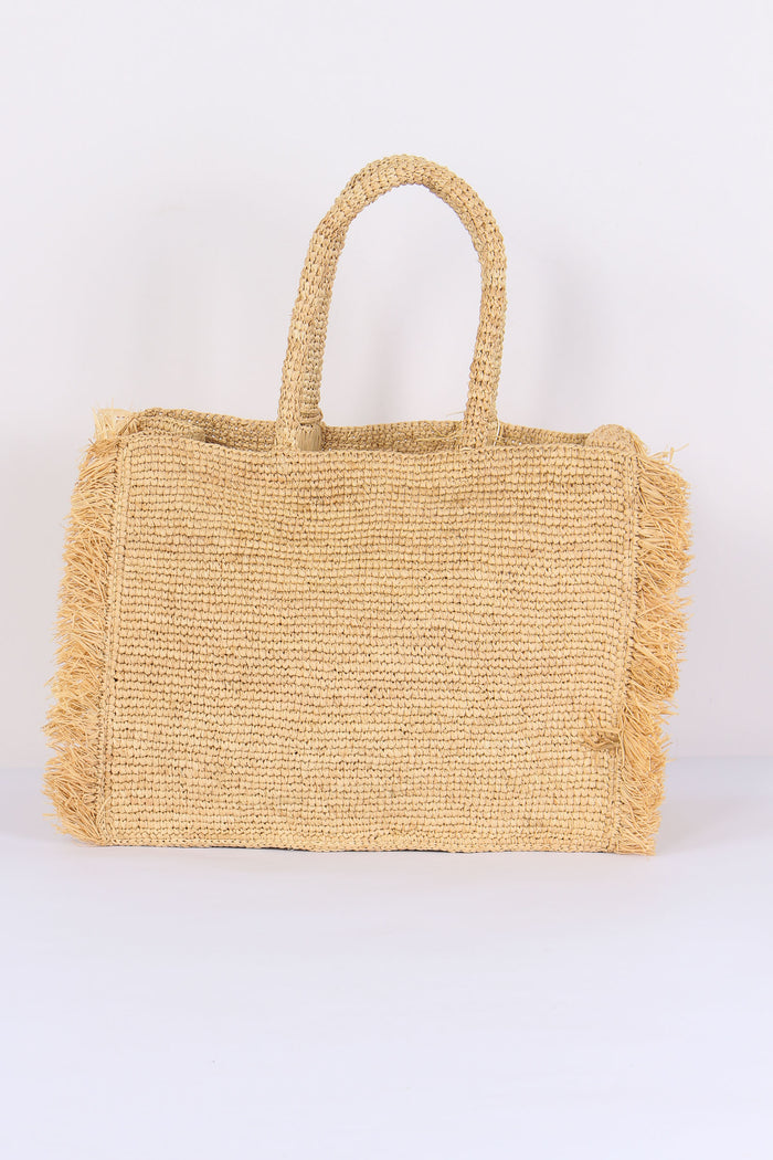 Vanity Raffia Frange Cammello-3
