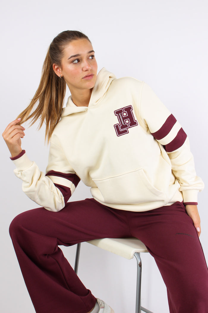 Felpa Cappuccio Collge Bianco Burro-5