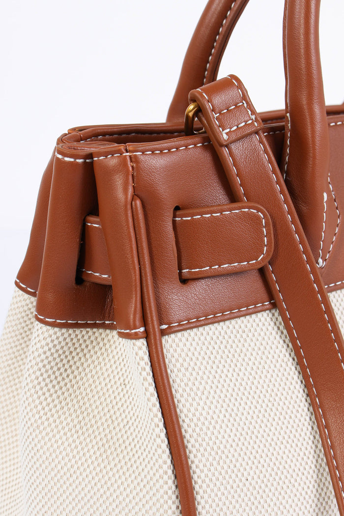 Shopping Mini Canvas Scritta Canvas Brown-8