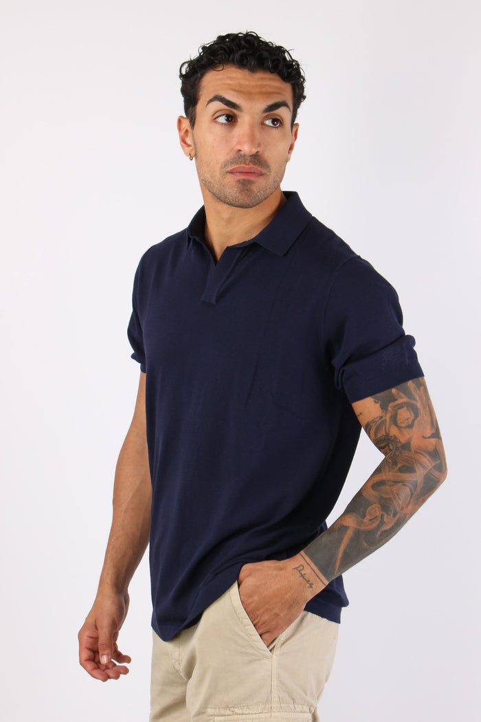 Polo Cotone Crepe Blu-2
