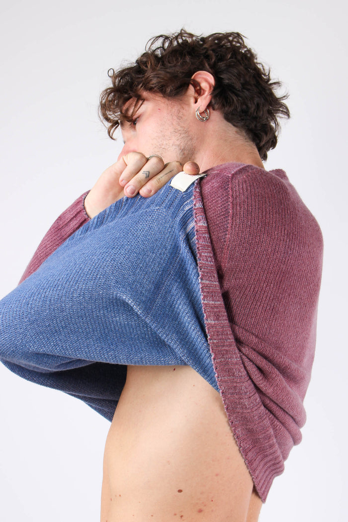 Maglia Girocollo Reversibile Denim/bordeaux-4