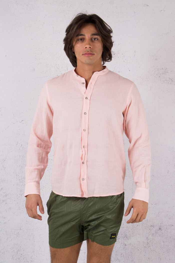 Camicia Lino Coreana Rosa