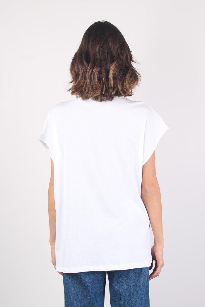 T-shirt Lamina Scritta Bianco/argento-5