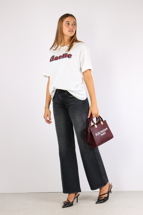 T-shirt Logo Contorno Strass Off White