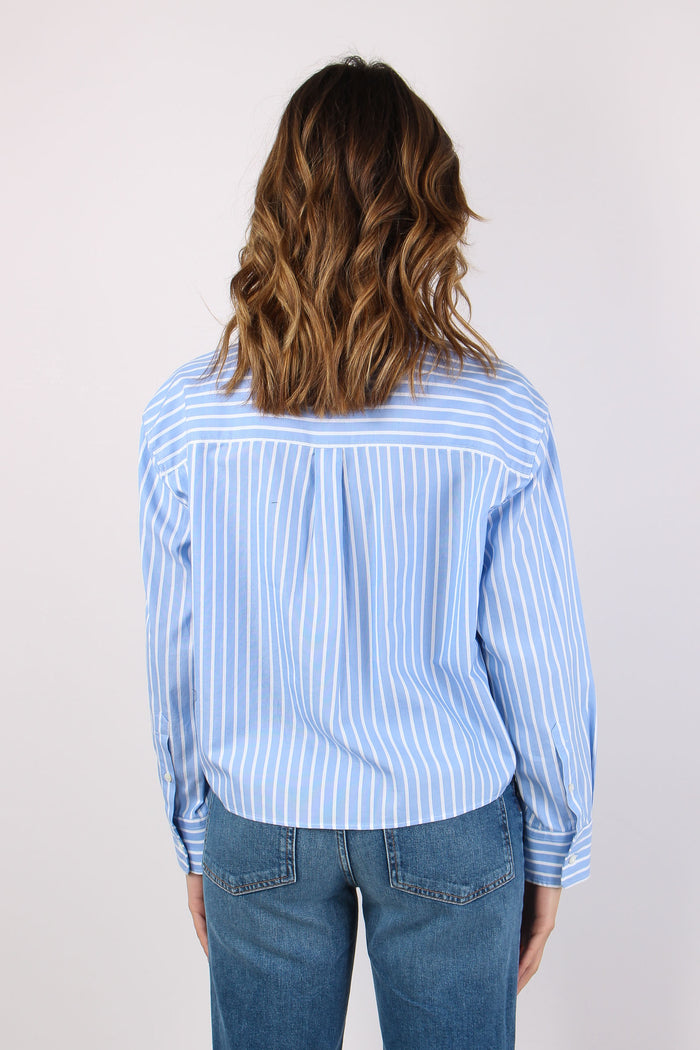Wkdcartone Camicia Cotone Riga Azzurro/bianco-4