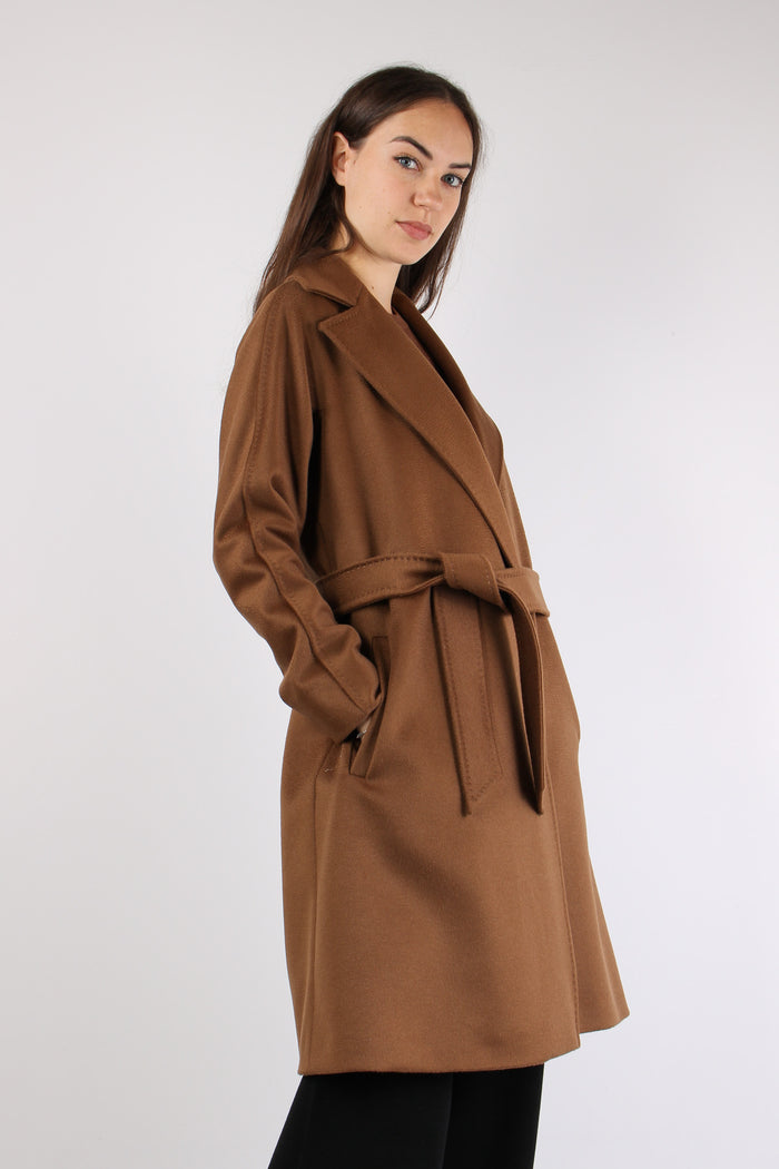 Dravenna Cappotto Cintura Lana Visone-5