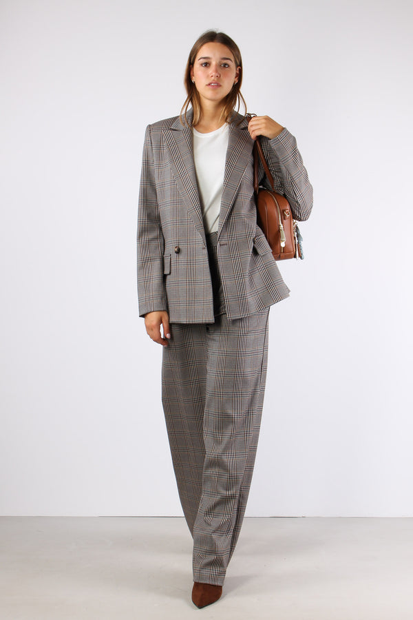 Pantalone Doppia Pences Largo Tortora/nocciola