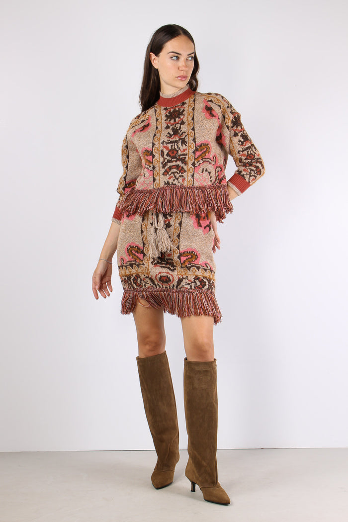 Maglia Jacquard Fondo Frange Fantasia-6