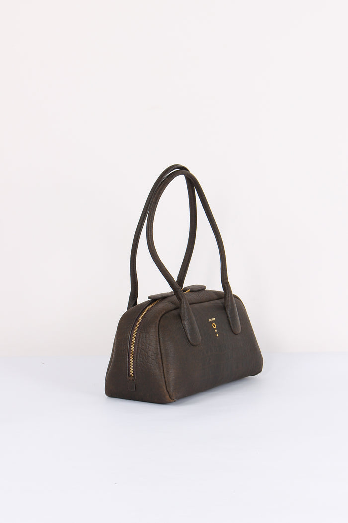 Baguette Stampa Cocco 2 Manici Dark Brown-6