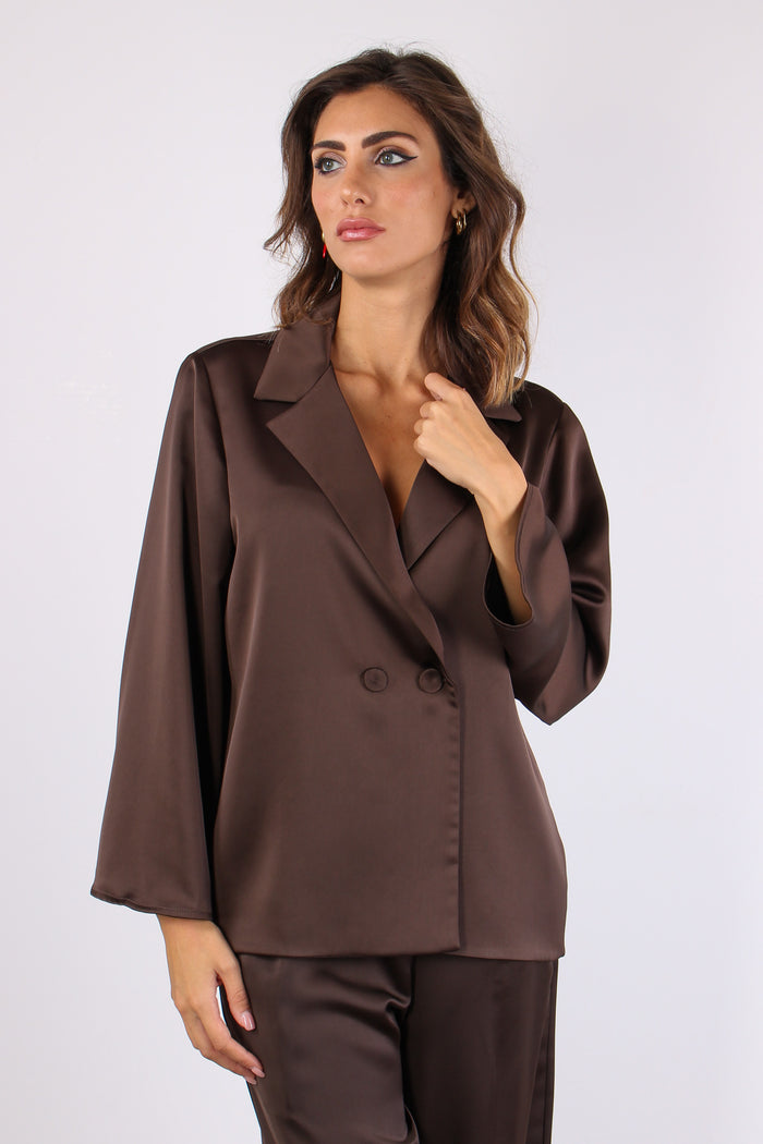 Giacca Squadrata Effetto Raso Moro-3