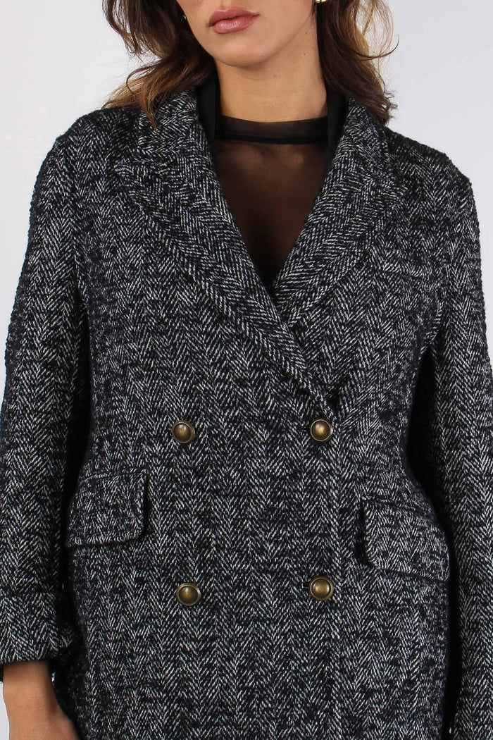 Cappotto Doppiopetto Resca Nero/panna-8