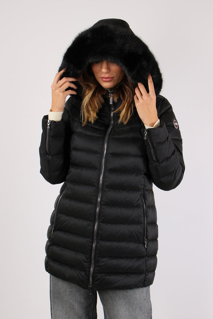 Piumino Svasato Ecopelliccia Nero-4