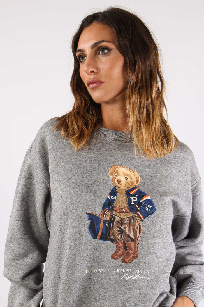 Felpa Pile Stampa Orso Dark Vintage Heather-7