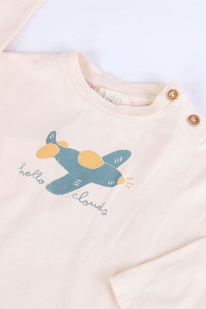 T-shirt Ml Stampa Aereo Ivory-4