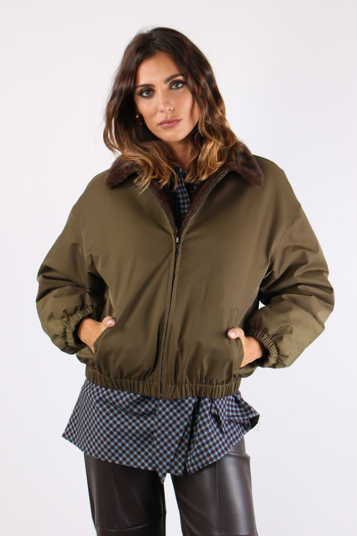 Bomber Inserto Ecopelliccia Militare-3