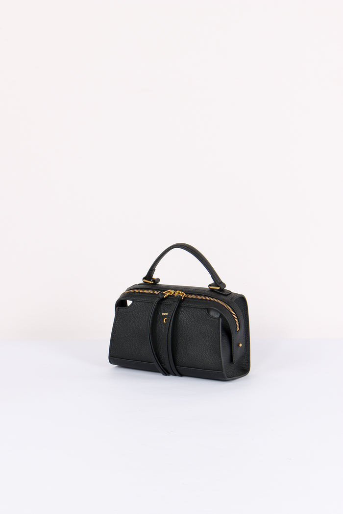 Mini Trapezio Pelle Martellata Black-2