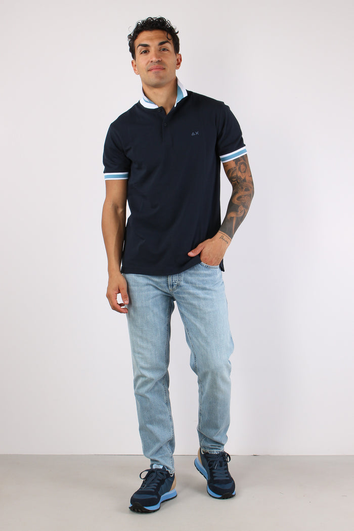 Polo Collo Bicolor Blue Navy