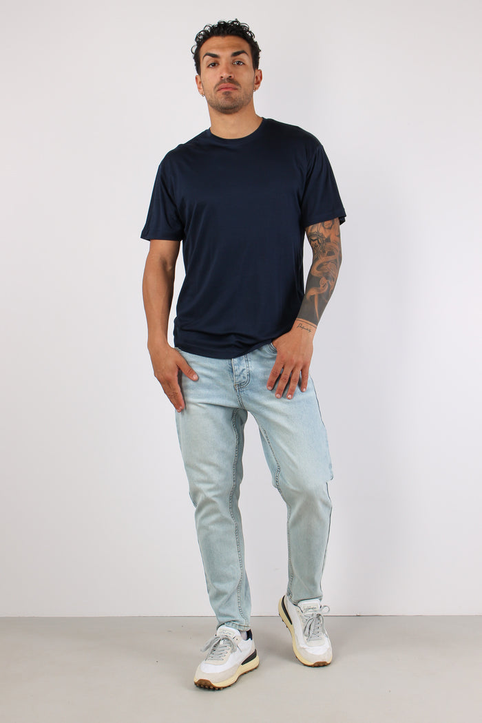 T-shirt Tencel Blu Navy-5