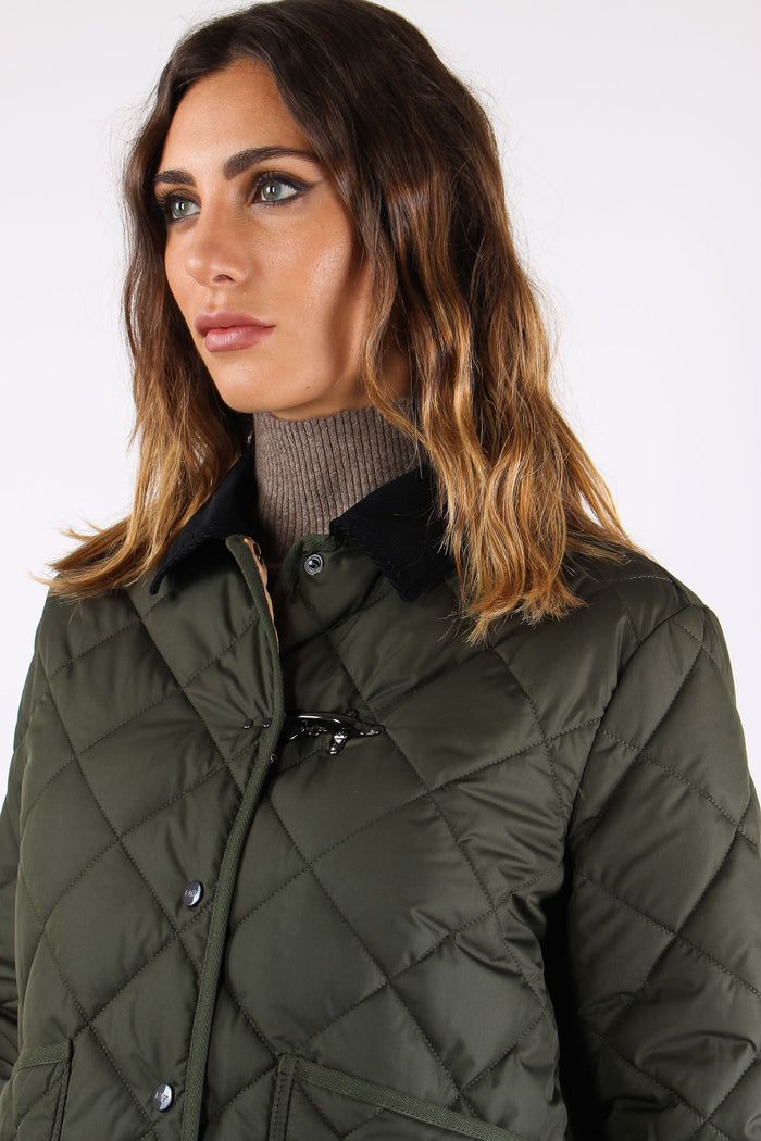Giubbotto Trapuntato Collo Velluto Militare-7