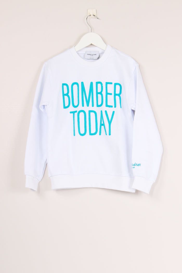 Felpa Ricamo Bomber White