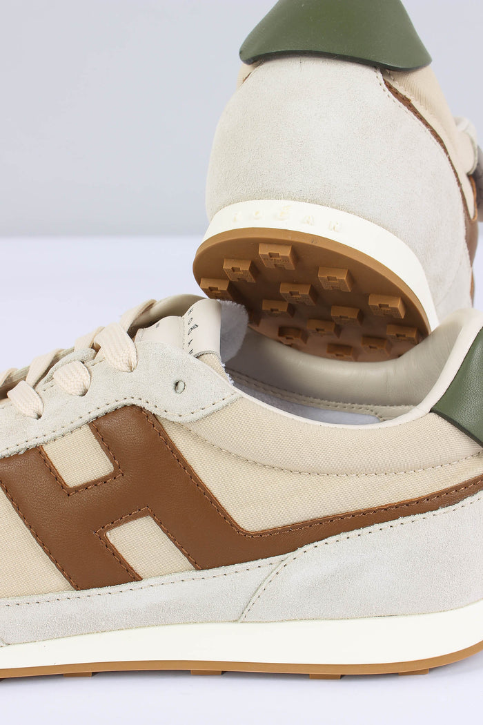 Sneaker Tessuto Tecnico Camoscio Naturale/cuoio-4
