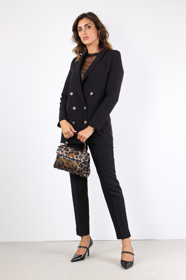 Giacca Doppiopetto Tessuto Tec Nero