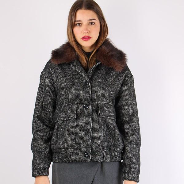 Bomber Resca Ecopelliccia Nero-2