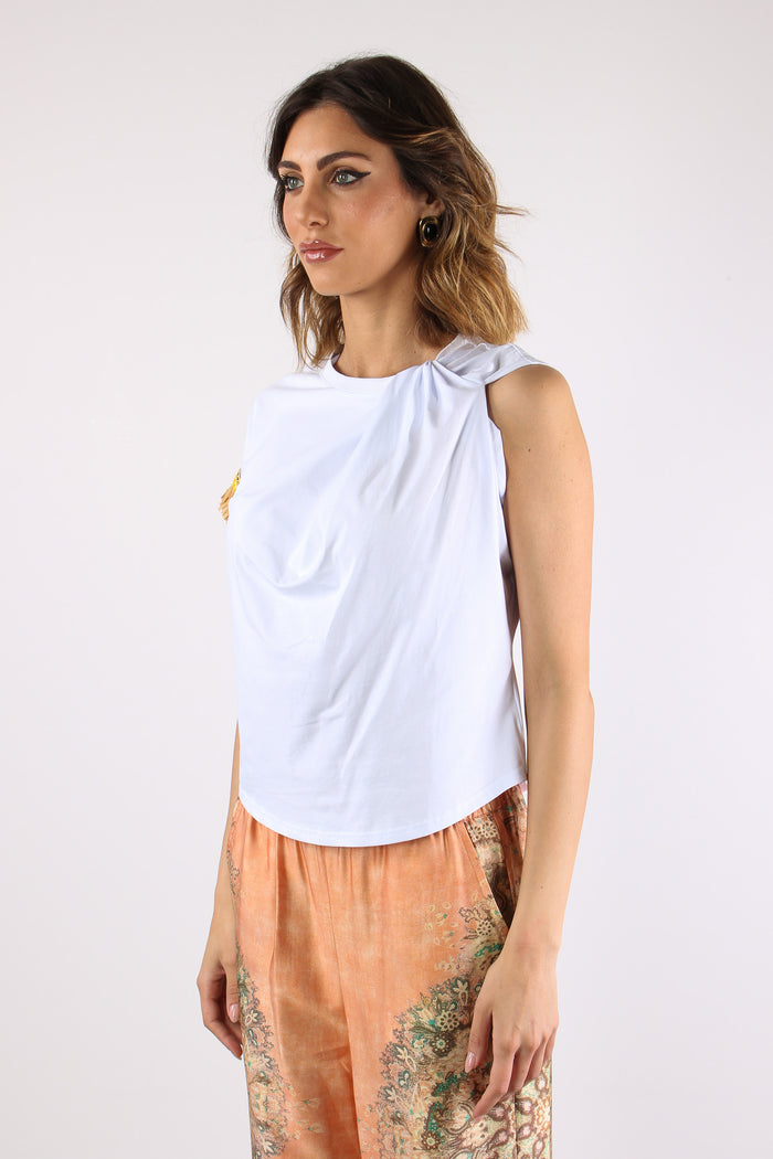 T-shirt Nodo Passamaneria Manica Bianco-4
