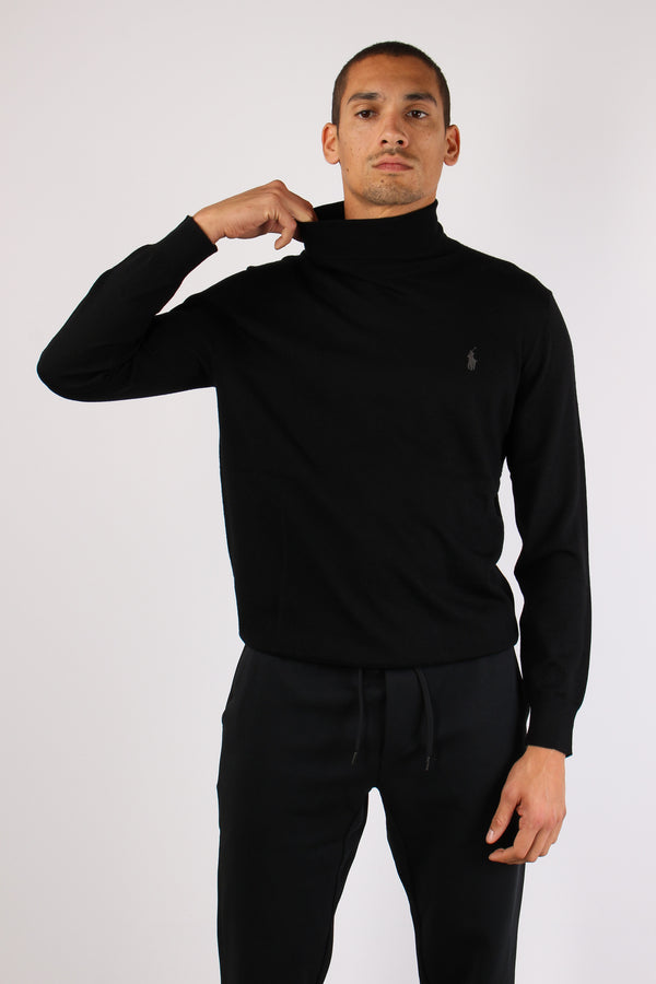 Maglia Collo Alto Lana Merinos Polo Black-2