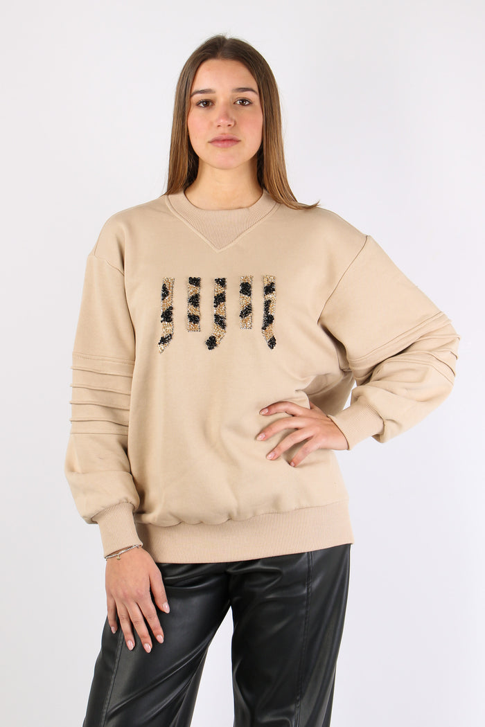 Felpa Logo Strass Vanilla-3