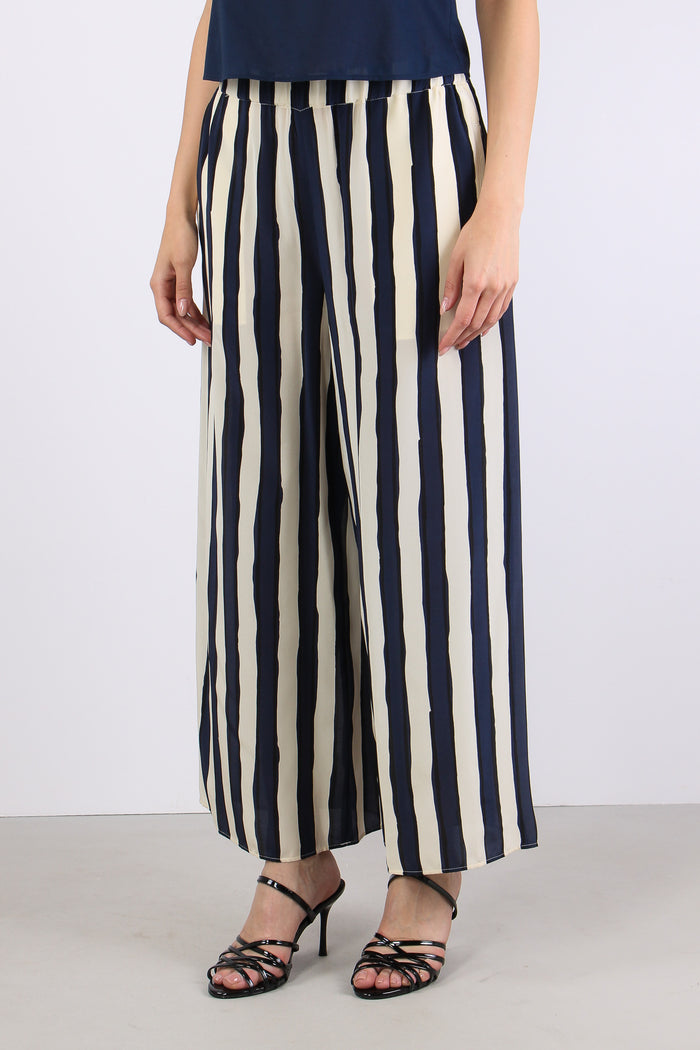 Nirvana Pantalone Cropped Riga Blu/bianco-3