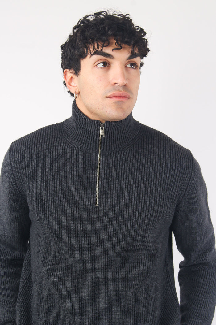 Maglia Mezza Zip Costa Inglese Nero-6