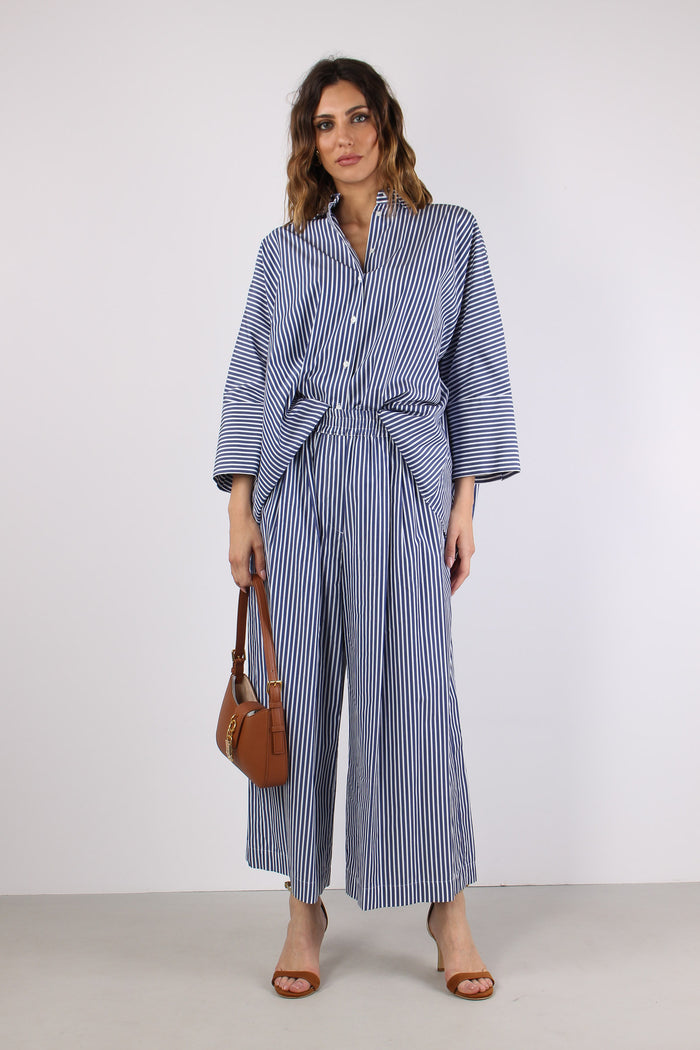 Hudson Camicia Cotone Riga Blu/bianco-5