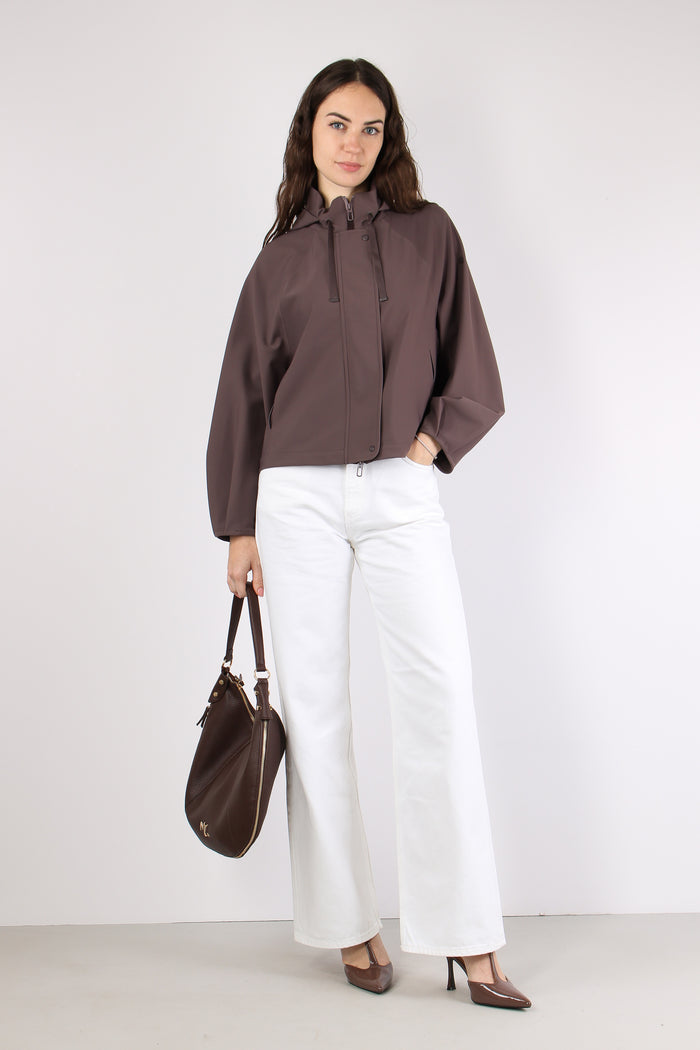 Giubbotto Corto Tessuto Tecnico Cappuccino-5