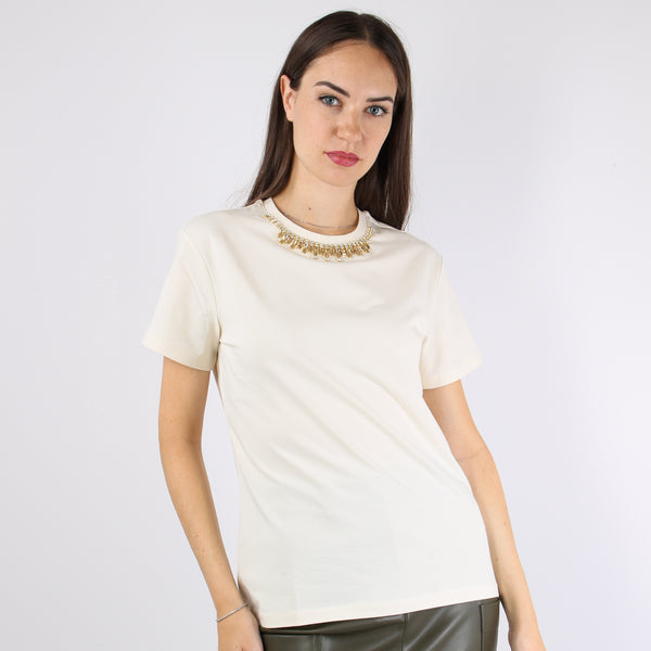 Mannea T-shirt Castoni Collo Bianco-2